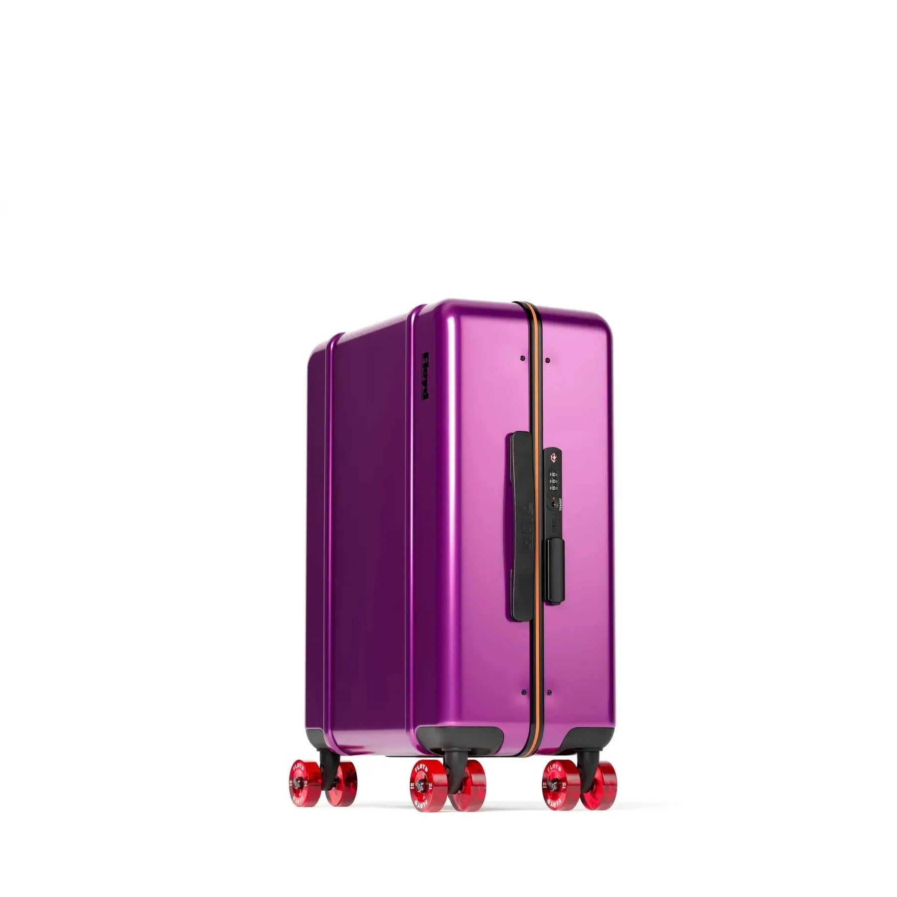 Three-quarter view of the Floyd Cabin suitcase in Magic Purple